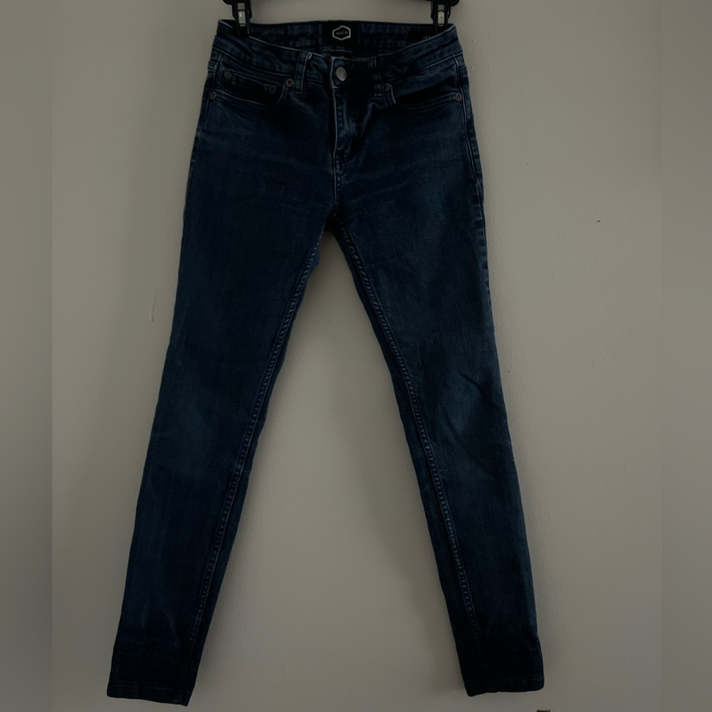 RVCA Dayley Low Rise Dark Skinny Jean Sz 25